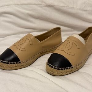 CHANEL Beige and Black Espadrilles